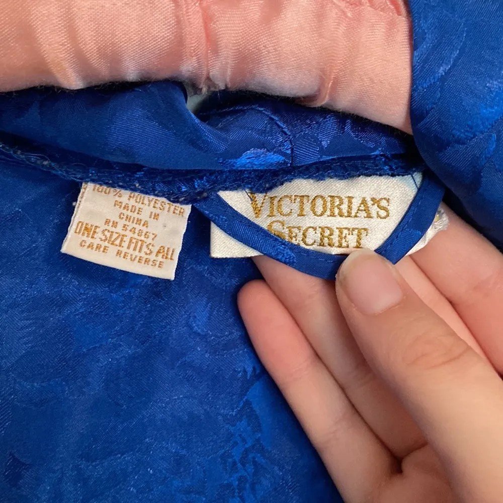 VICTORIA Secret Vintage Gold Label Vintage Blue Robe Damask Floral One Size - Image 3