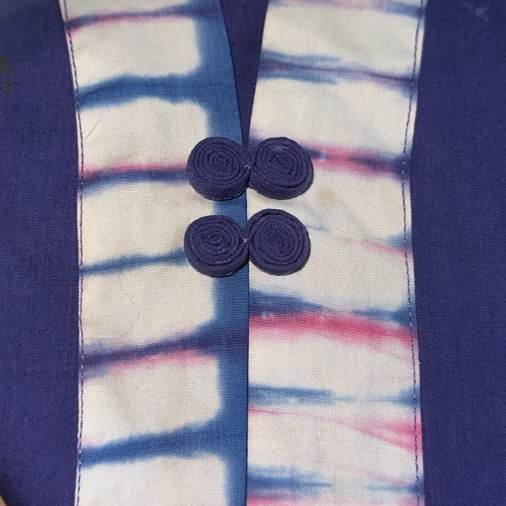 Vintage Bette of Jamaica Floral Purple Pink Blue White Kimono Dress 100% Cotton‎ Size M - Image 11