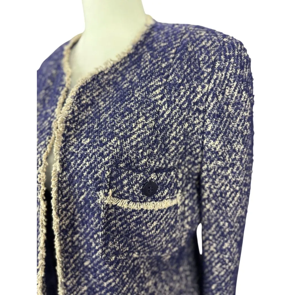 Talbots 10 Purple White Tweed Woven Blazer Jacket Classic Fall Winter Wool Blend - Image 3