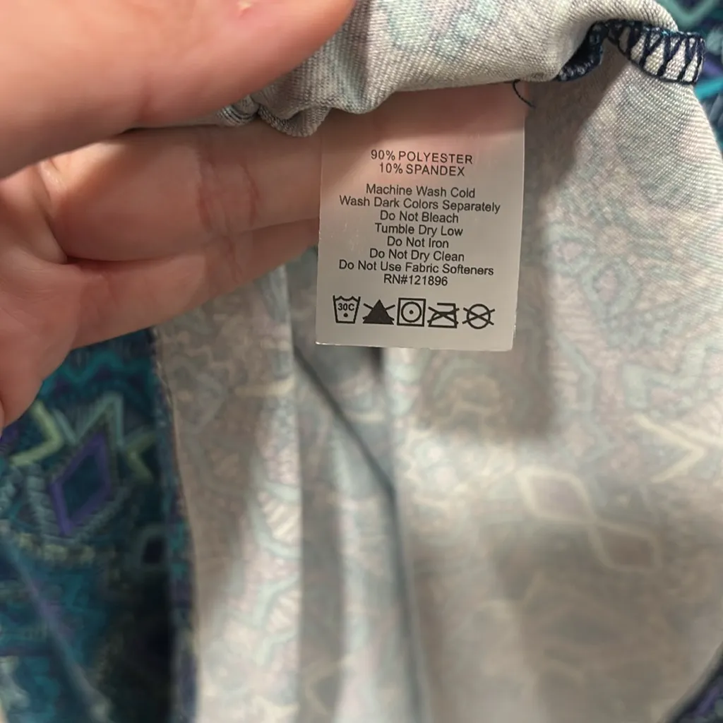 Title Nine Hillary Dress Medieval Blue Sleeveless Geometric Fit & Flare Size Med - Image 5