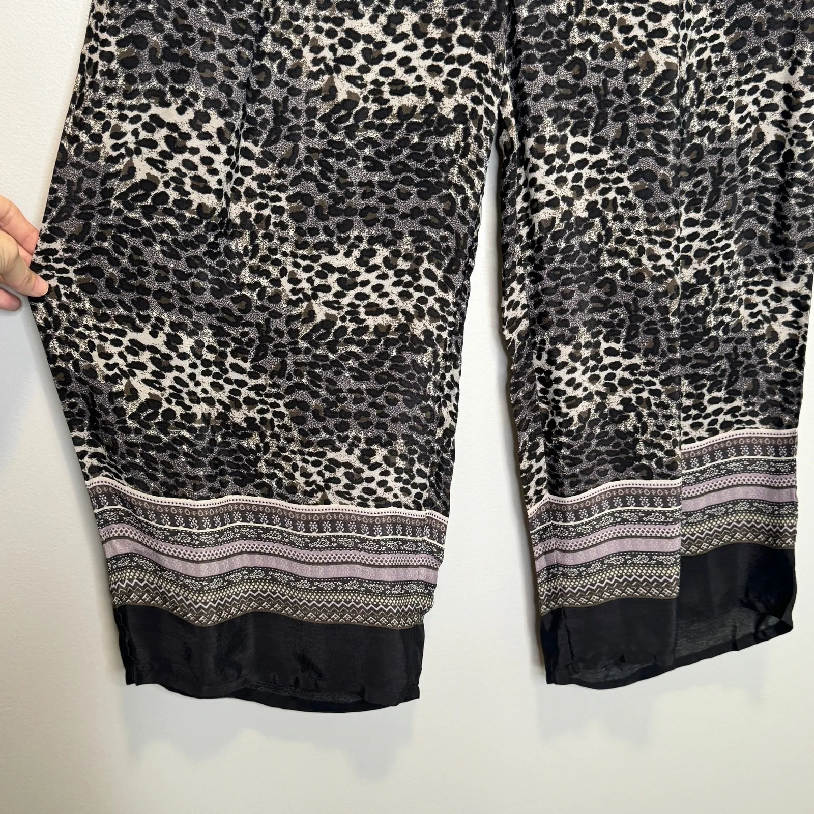 Masai‎ Leopard Print Elasticated Waist Pull On Pants Culottes Size Large Viscose - Image 9