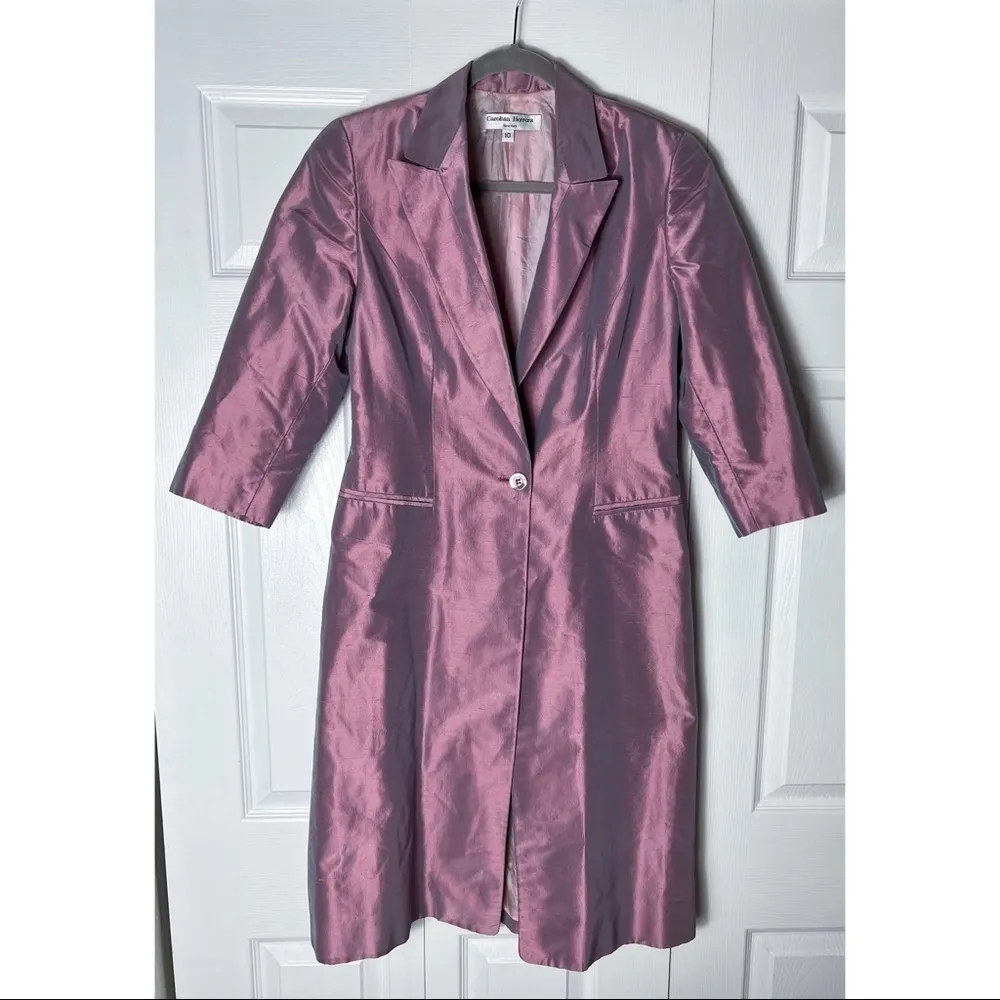 Carolina Herrera Vintage Purple Iridescent Silk Evening Jacket Coat Size 10 Ital - Image 3
