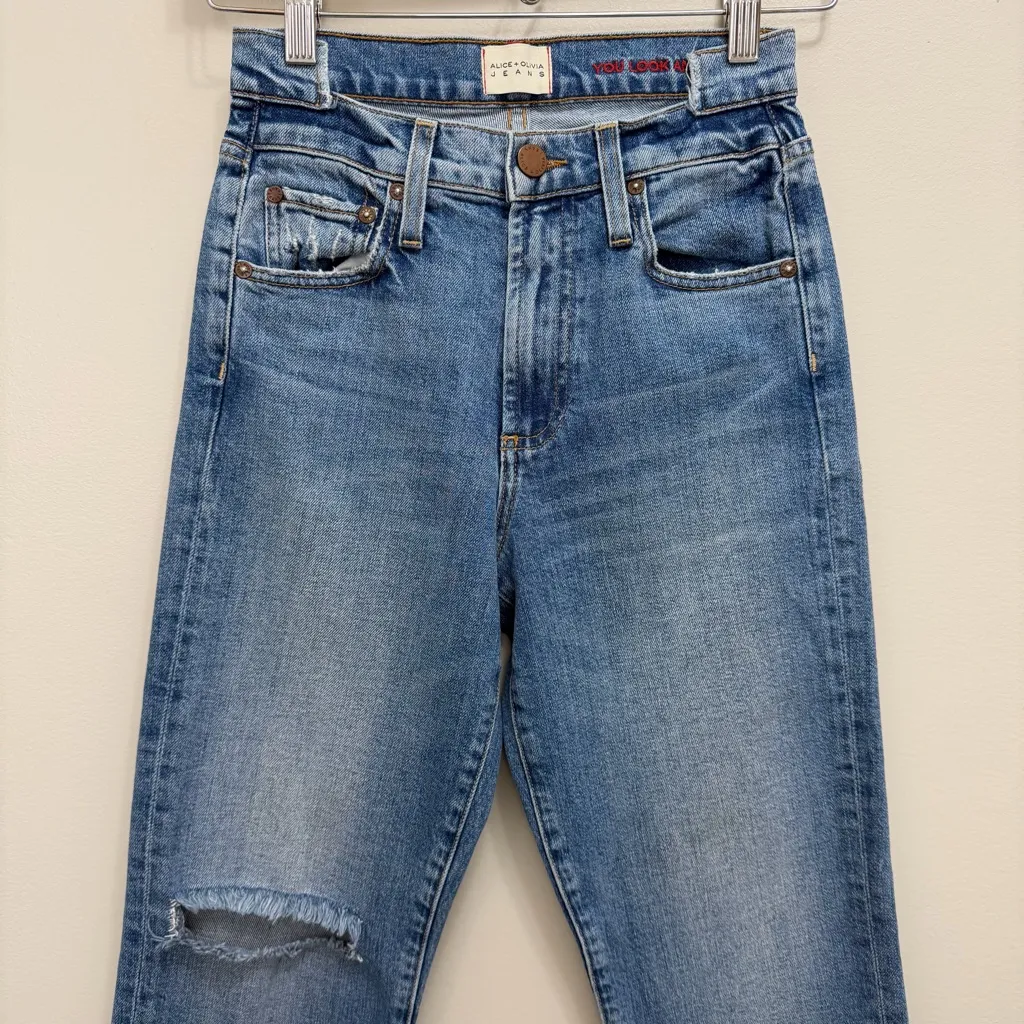Alice + Olivia Amazing Double Waist Jean in Try Me Denim Size 24 - Image 6