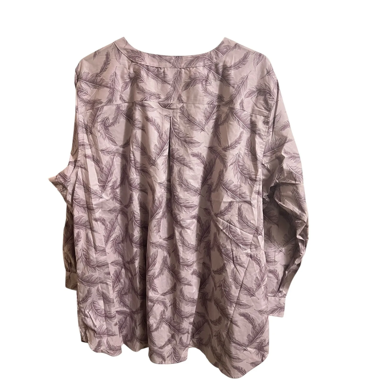 Duluth Trading Wrinklefighter Purple Feather Button Front Tunic Top Plus 1X New - Image 4