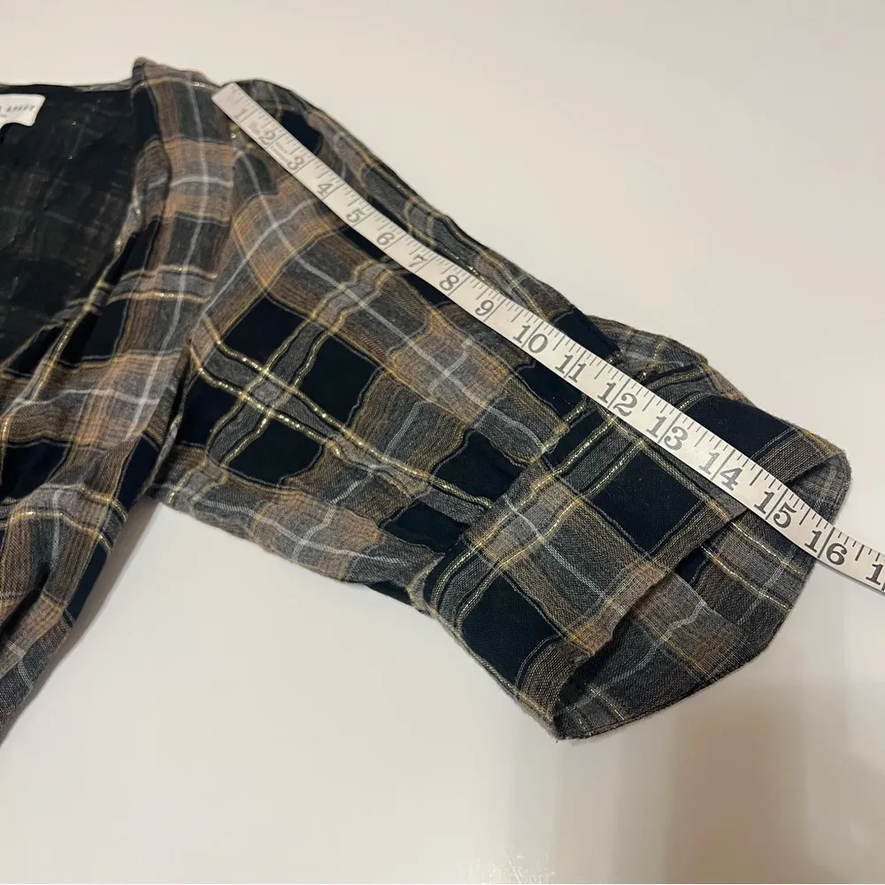 Apiece Apart Plaid Print asymmetric Knee-Length wrap Dress, gauzy cotton, sz 0 - Image 7