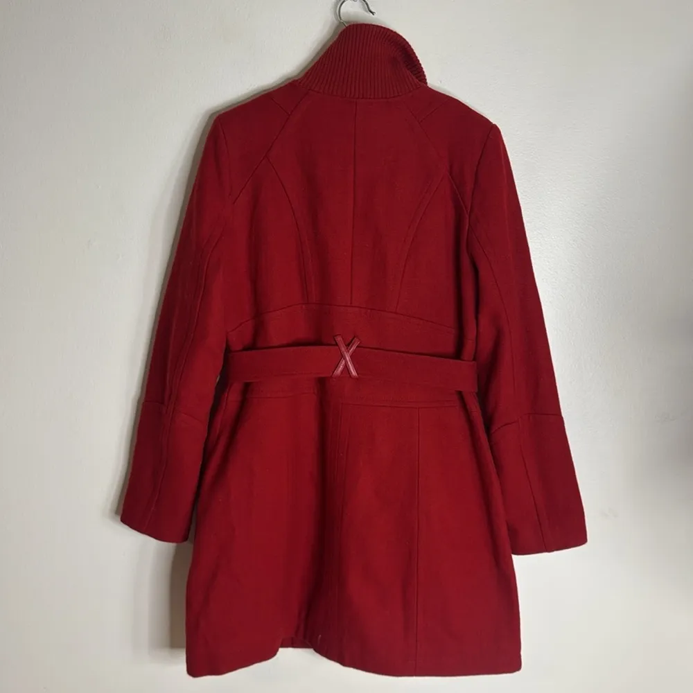 Jones New York Red wool Trench Coat with Belted Waist size 10 old money cozy - Image 10