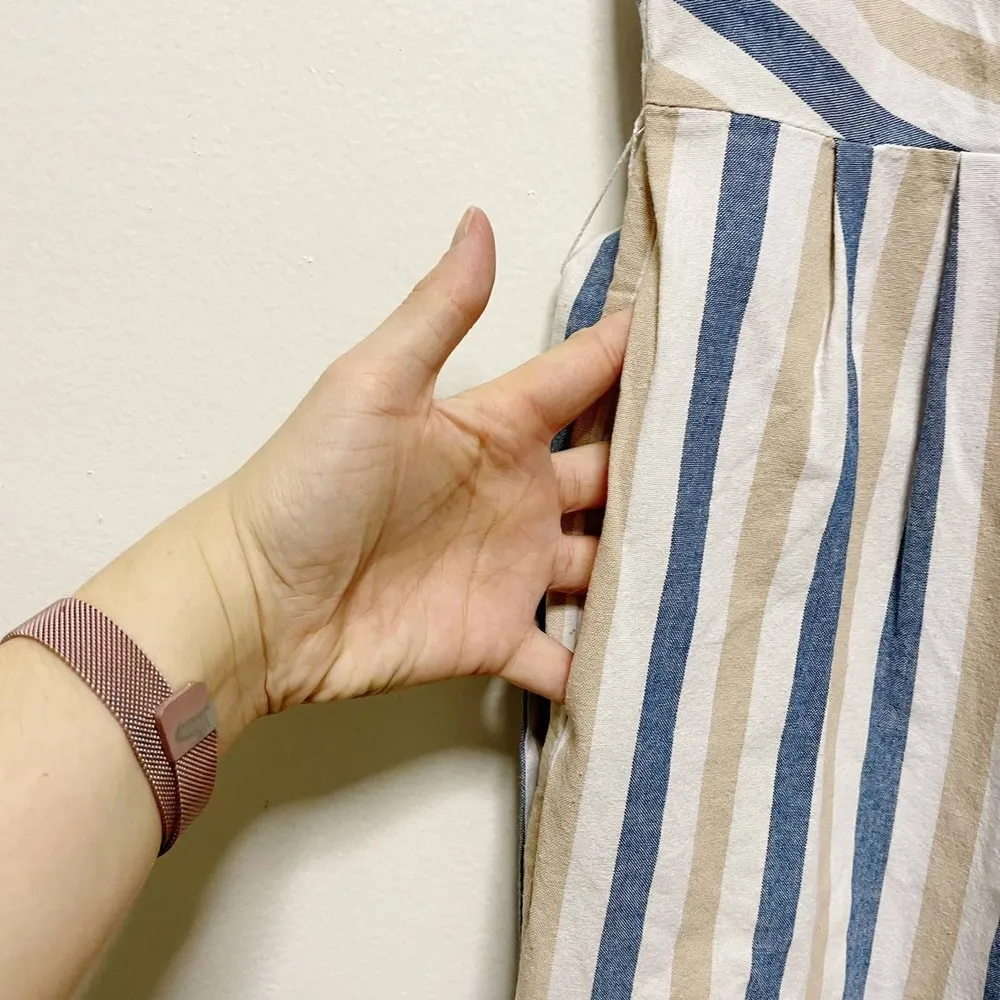 Tommy Hilfiger  Neutral Striped Linen Sleeveless Jumper - Image 3