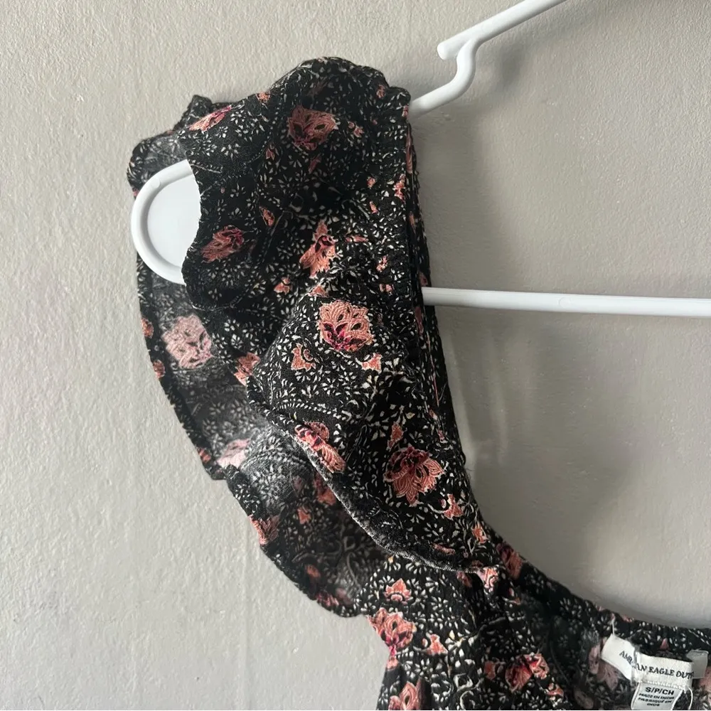 American Eagle Printed Floral Off-the-Shoulder Mini Dress Small - Image 4