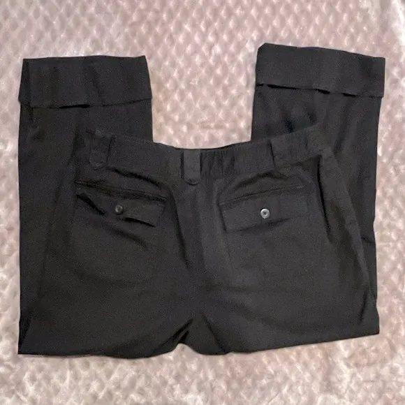 Rafella Women's Size 10 Black Capri Cuffed Pockets Cotton Capri Pants - Image 6