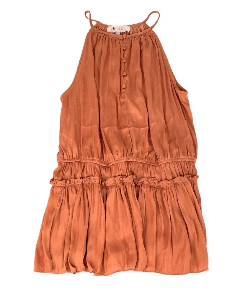 Philosophy Gathered Halterneck Peplum Top Terracotta Size Small - Image 8