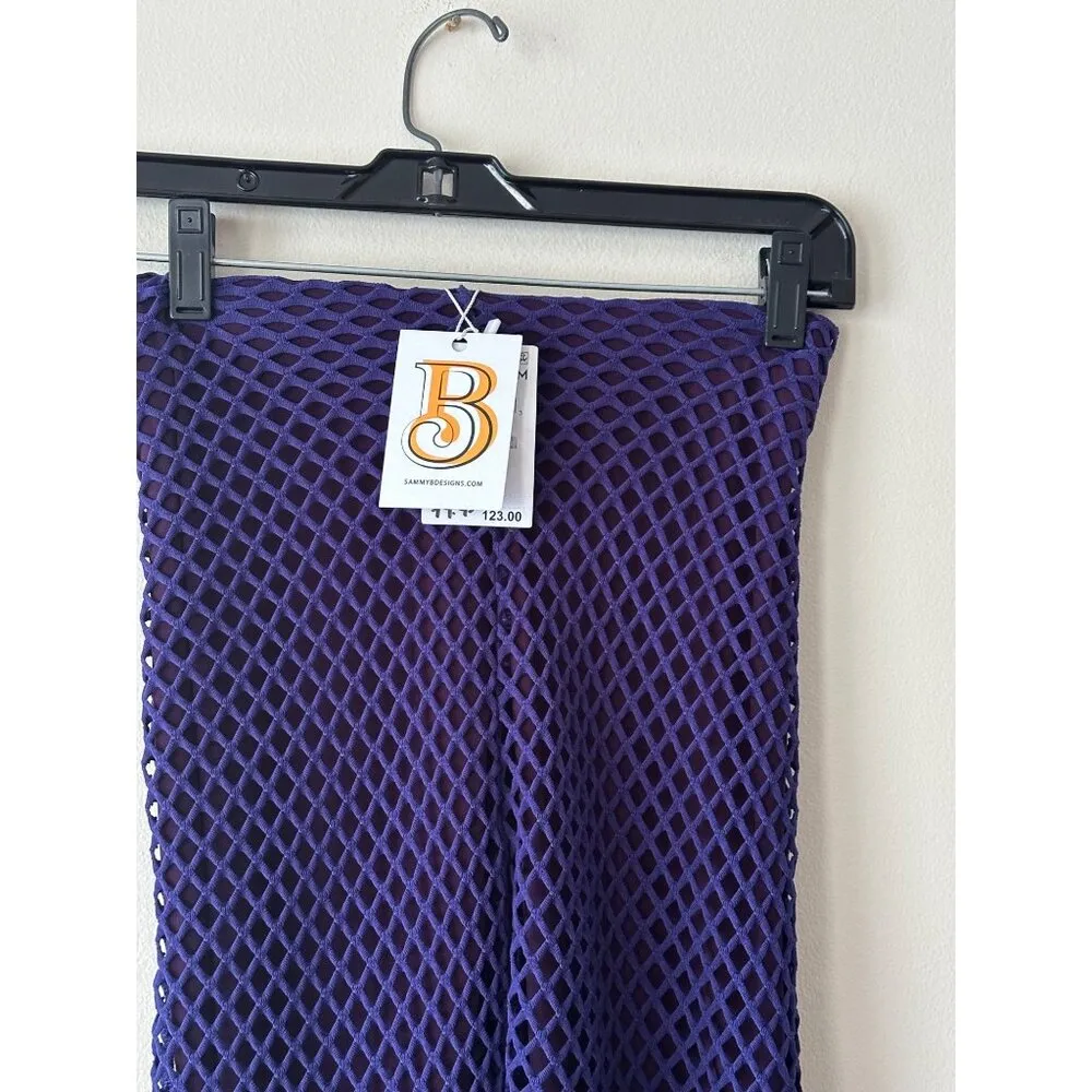 Sammy B Diamond Mesh Bootcut Pants Purple Flared Trashy Y2K NWT Lined Party XS - Image 3