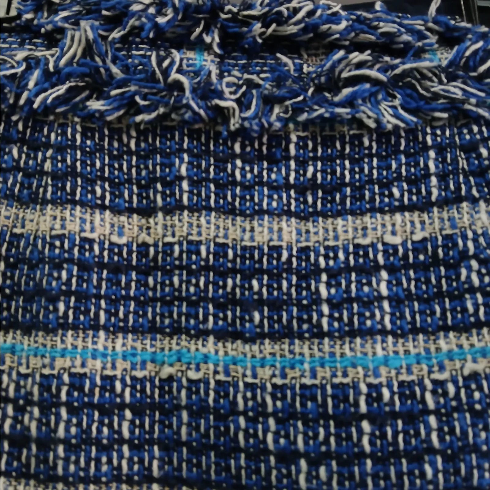 Tory Burch Normandy Blue Nora Skirt Women's 2 Tweed Fringe Artsy Boho Luxury - Image 8