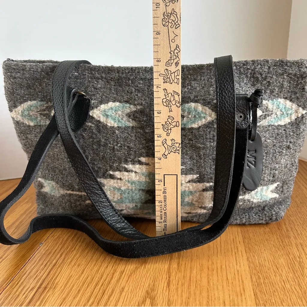 First Frost Wool Shoulder Bag by MZ Fair Trade 100% Wool Gray Blue Cream zipper - Image 7