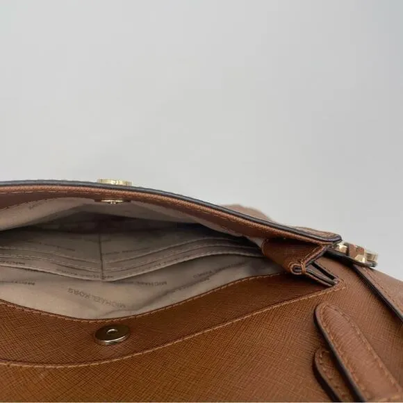 Michael Kors Tote Jet‎ Set Medium Top Zip Snap Pocket Tan - Image 14