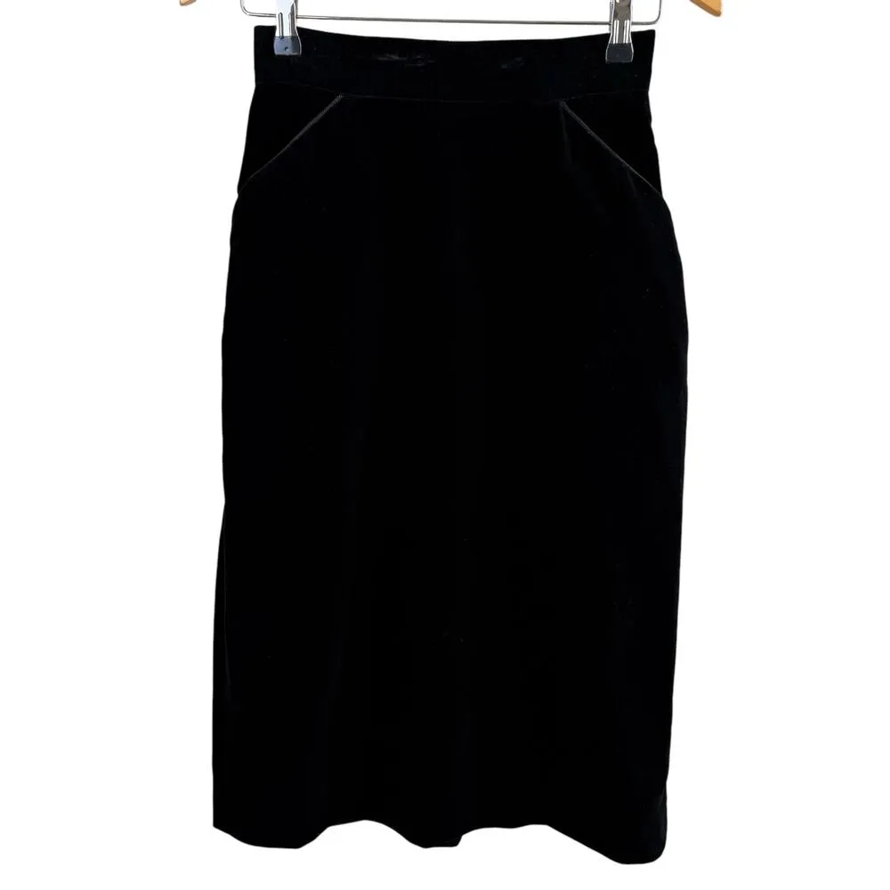 Vintage 60s Black Velvet Crop Jacket and Pencil Skirt Set by Ronbary Classic, XS - Image 8