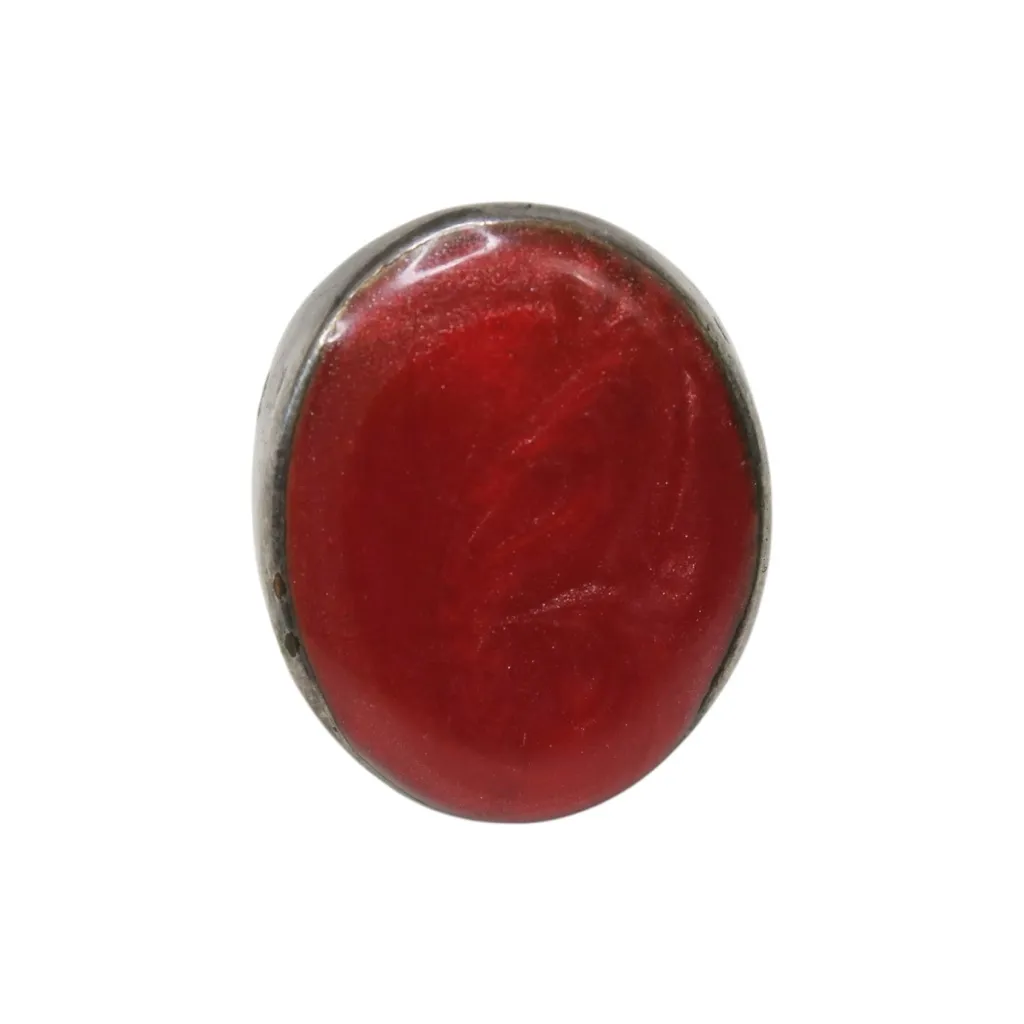 Vintage Silver Red Signet Ring - Image 4