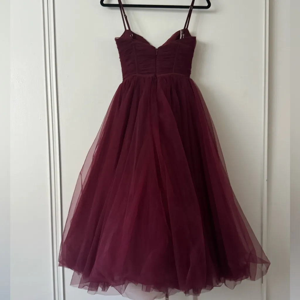 NET House of CB S Countess Cabernet Tulle Midi Dress - Image 7