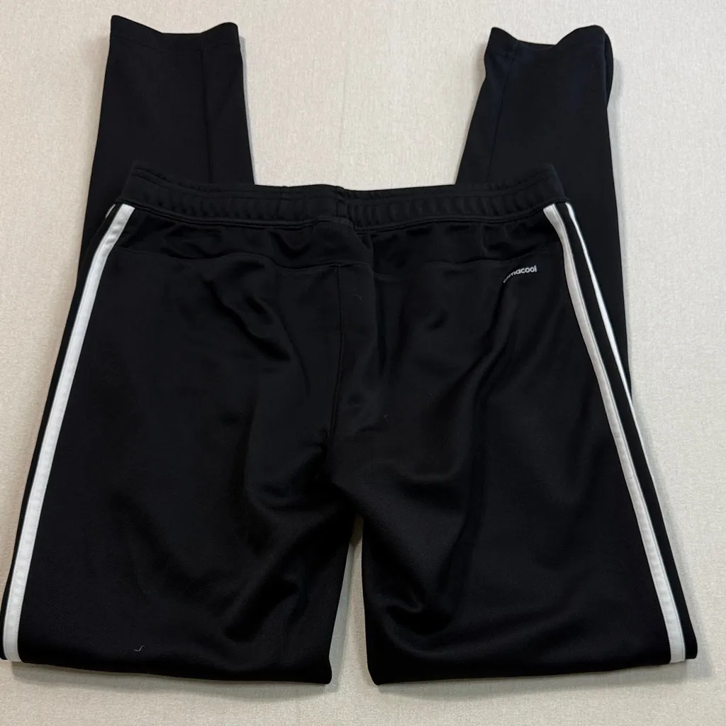 Adidas Women's Black Track Pants with White Stripes - Image 6