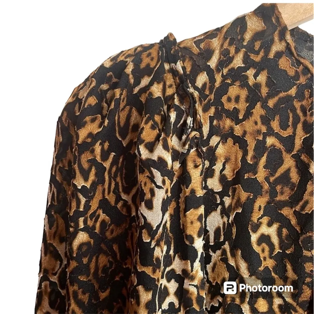Ronny Kobo Chiara Velvet Animal Print Blouse Size XS Black - Image 13