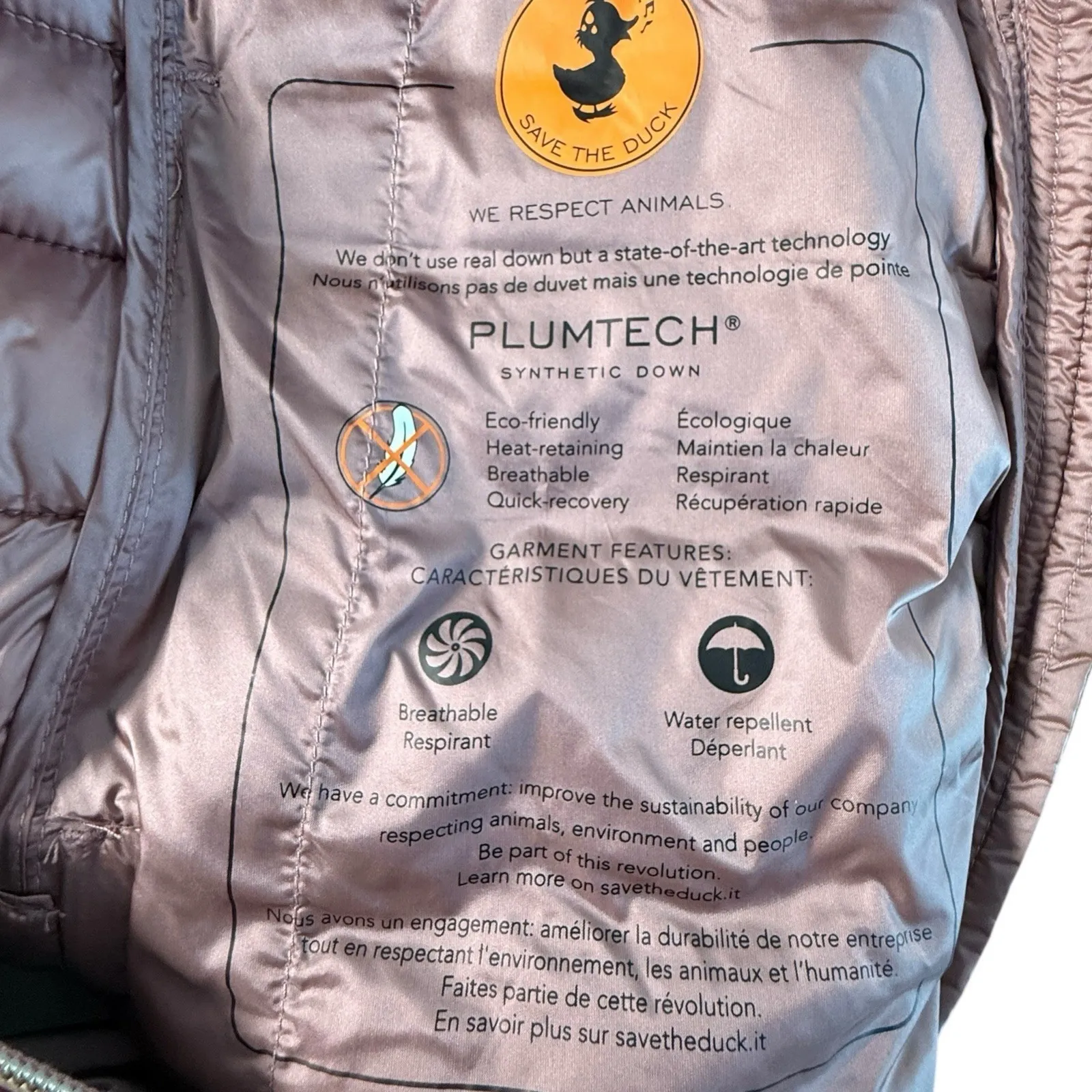Save The Duck‎ Lynn Vest Womens Small Ultra Light Puffer Jacket Eco Purple Mauve Pink - Image 9