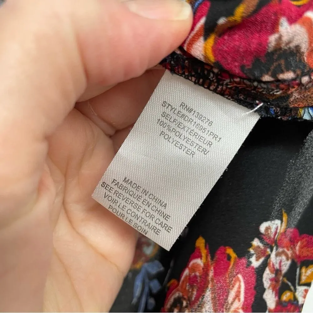 Daniel Rainn DR2 Black Floral Short Sleeve Blouse Womens XS Fall Cottage Flowy - Image 8