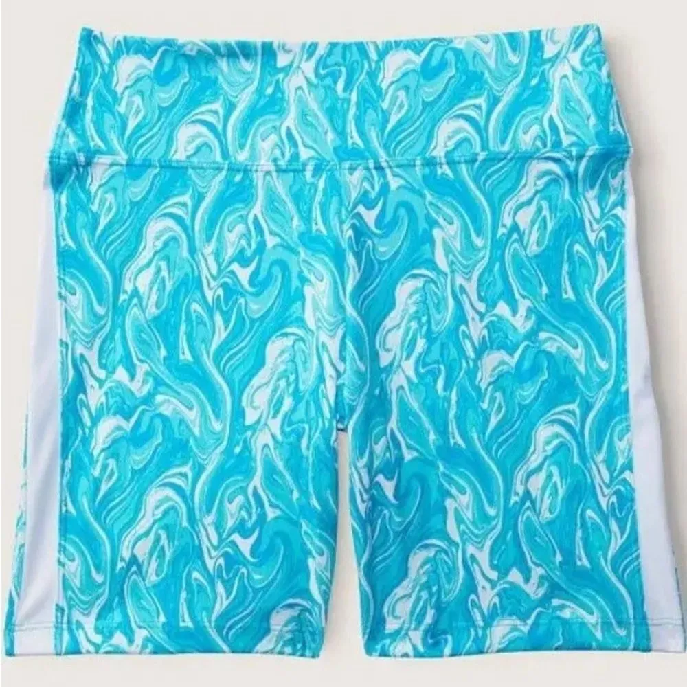 VICTORIA SECRET PINK! 6" SOFT ULTIMATE HIGH WAIST BIKER SHORT XLarge Marble Blue - Image 11