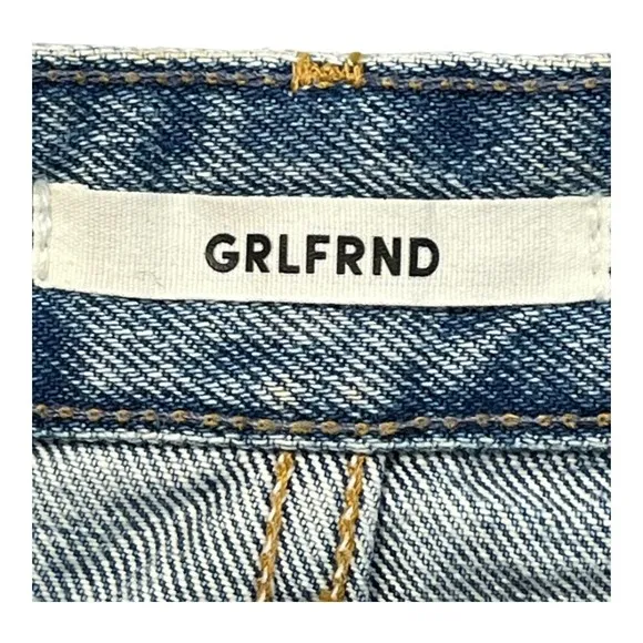 GRLFRND Rhoda Denim Mini Skirt Frayed Hem Distressed Blue Jean Skirt Size 23 NWT - Image 11