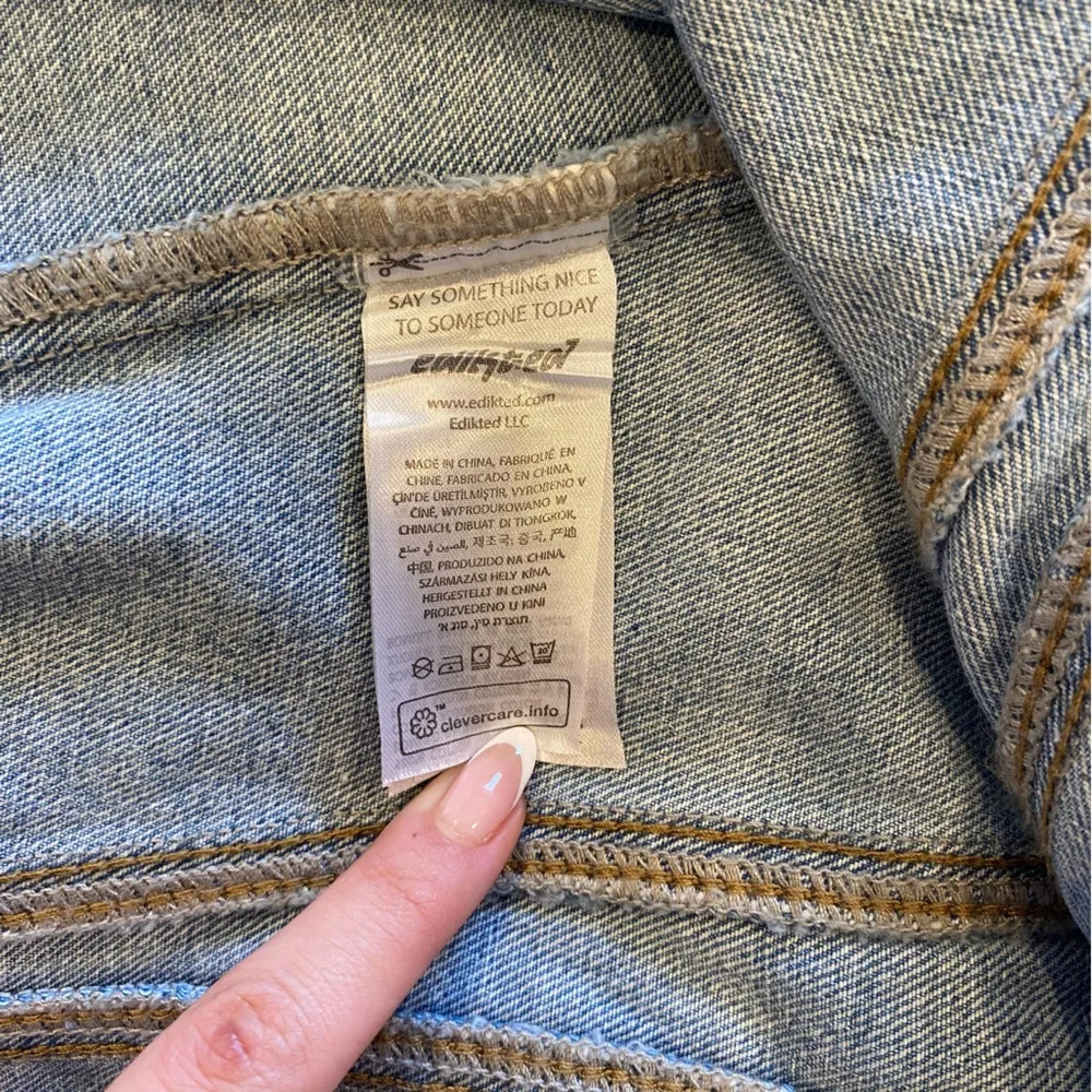 Edikted Denim Strapless Corset Bustier Top - Image 7