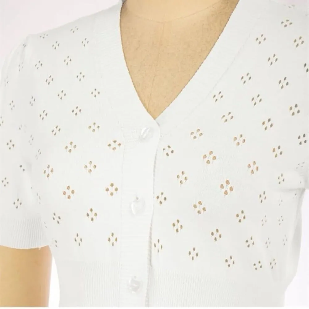 NWT pointelle coquette knit dainty cardigan top White Size 2X - Image 2