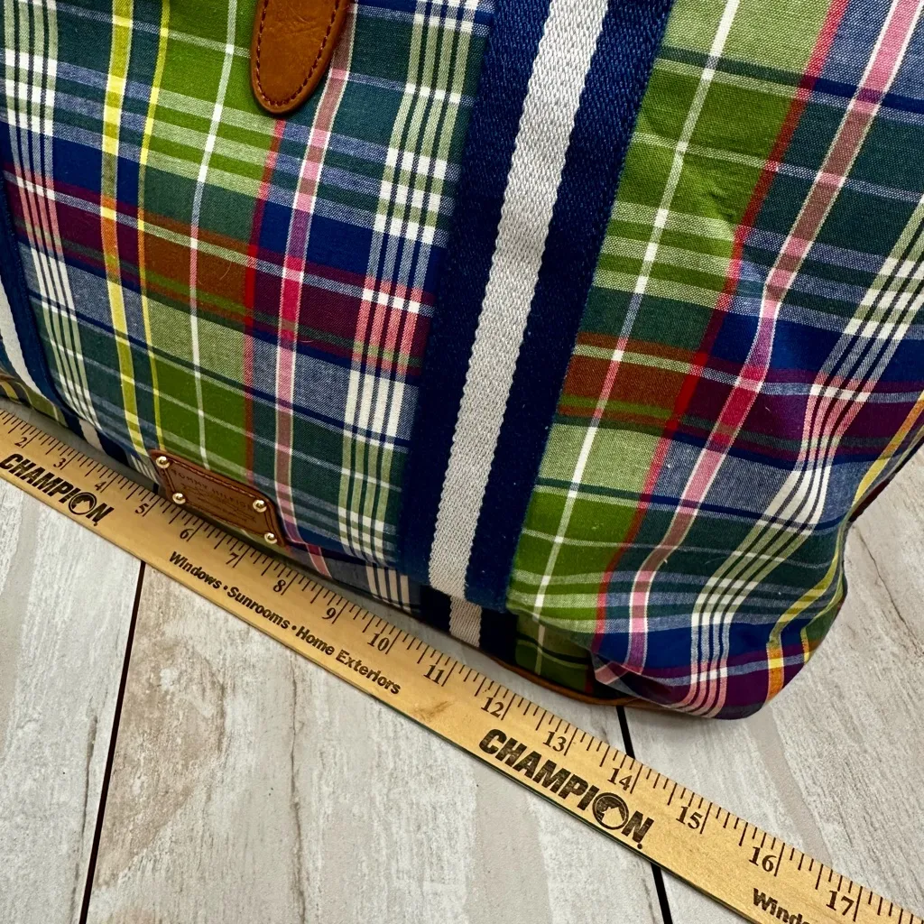 Tommy Hilfiger Green Blue Plaid Tote Preppy Nautical Checked Classic Belt Detail - Image 16