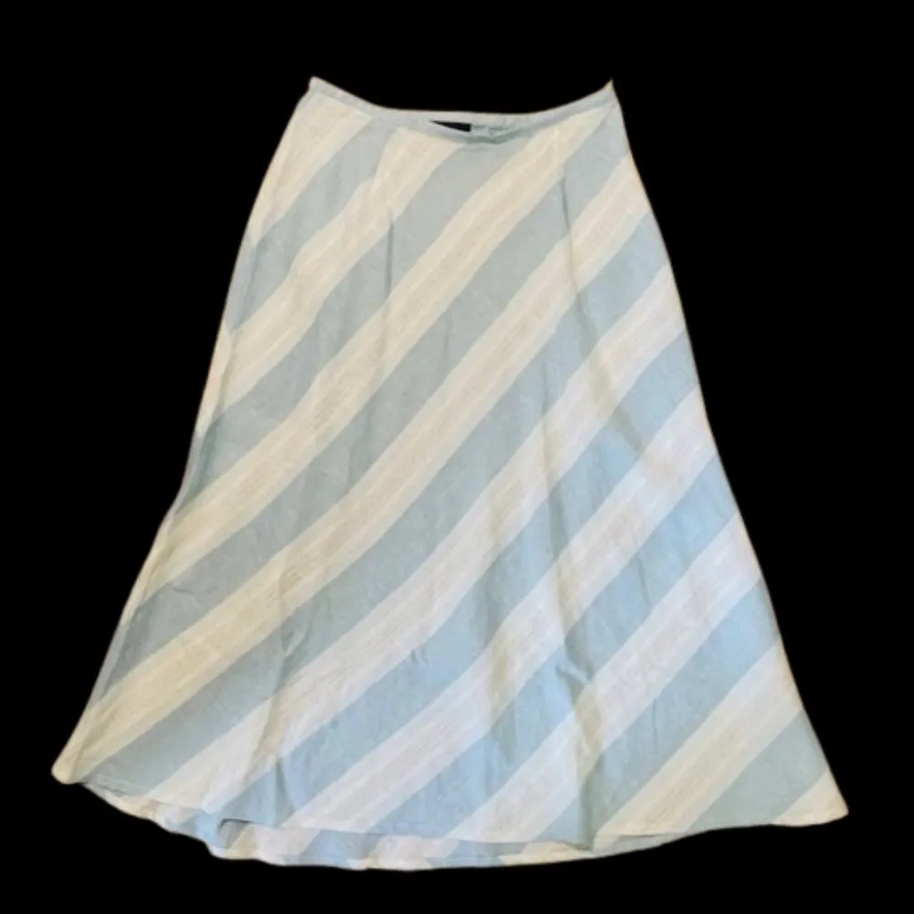 Vintage Liz Claiborne Sport Womens 100% Linen Bias Stripe Maxi Skirt 16 - Image 2