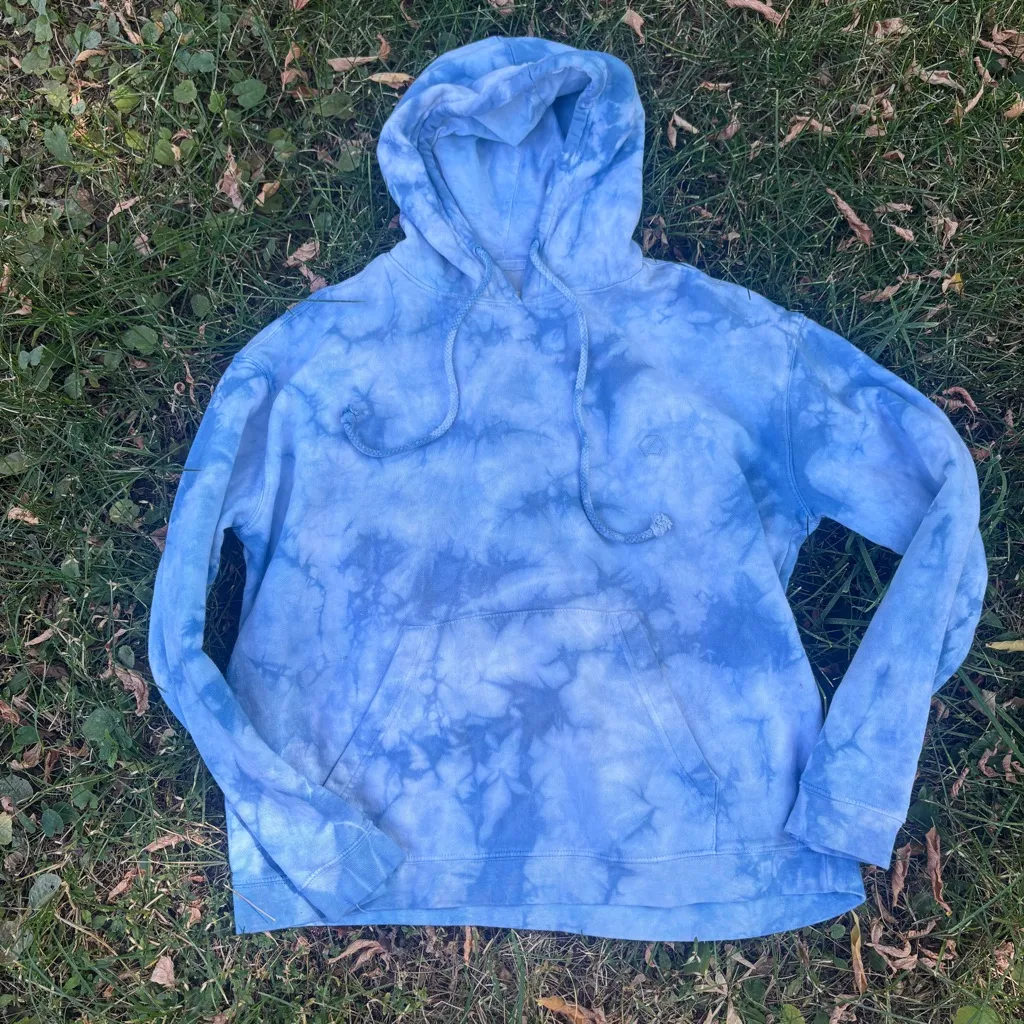 Standard Cloth Stockton Blue Tie Dye Hoodie Sweatshirt | medium White Size L - Image 2