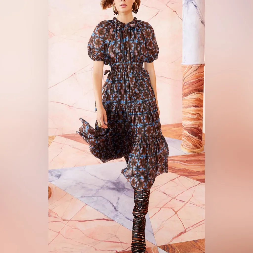 Ulla Johnson Tunis Dress Kaleidoscope Print Twilight Prism Midi Dress Size 4 - Image 4