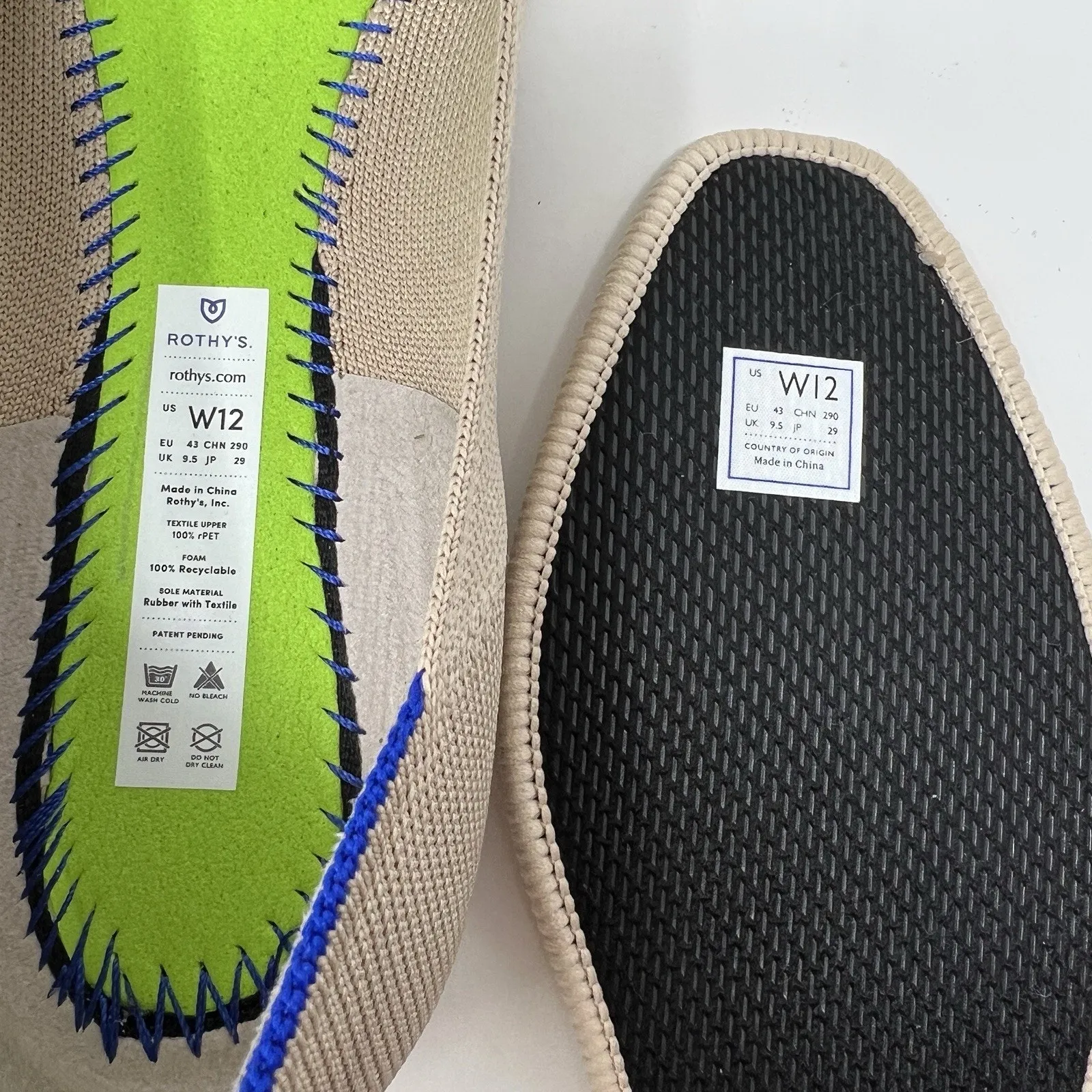 Rothy’s The Flat Round Toe‎ Ecru Beige Slip On Knit Flats Shoes Women’s Size 12 - Image 10