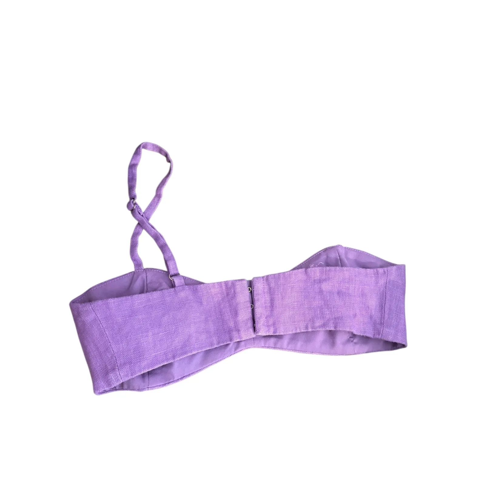 Ronny Kobo Purple Kimora Linen Sleeveless Sweetheart Bra Crop Top Size XS - Image 6