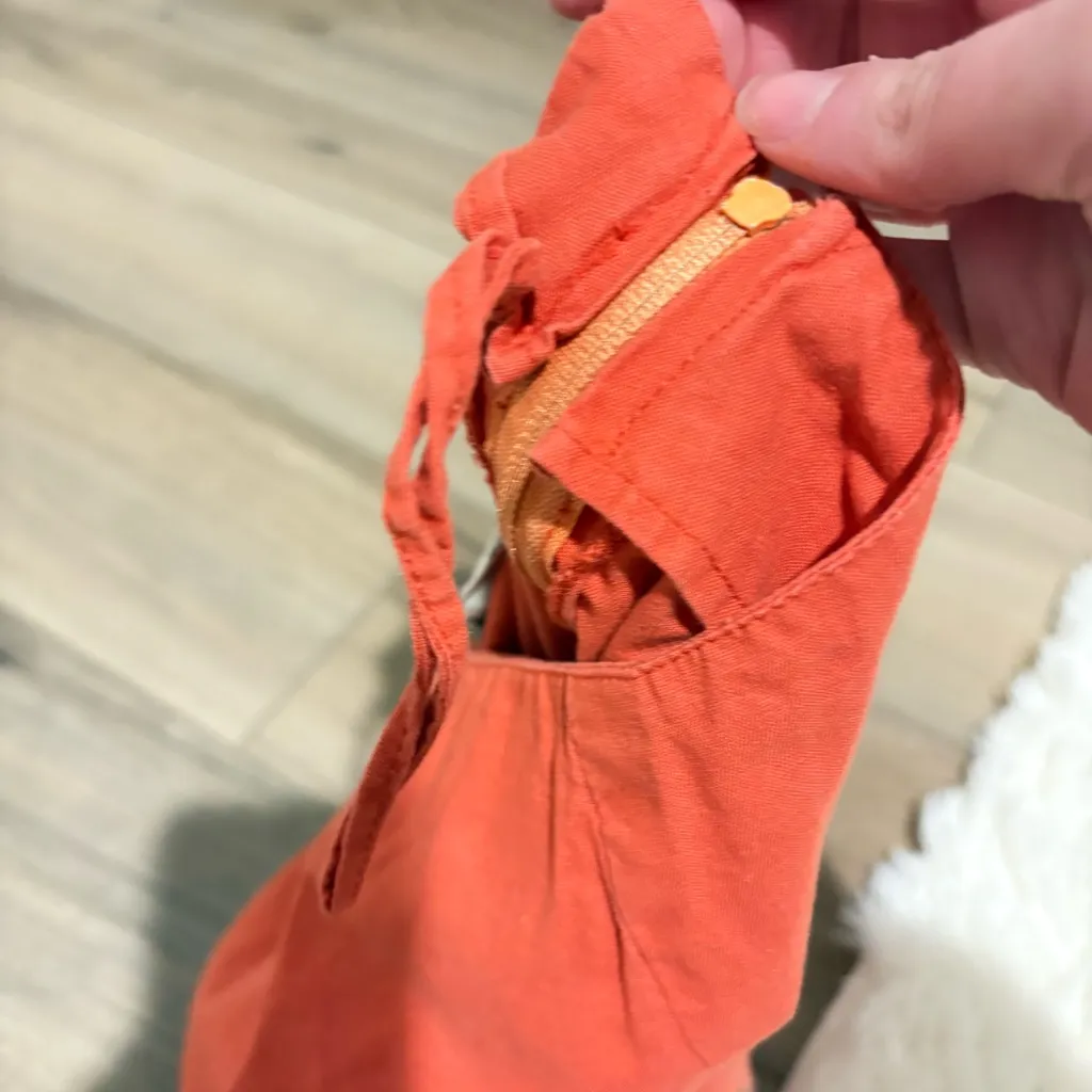 Funky People Skirt Cotton Print Embroidered Orange Skirt size medium - Image 5