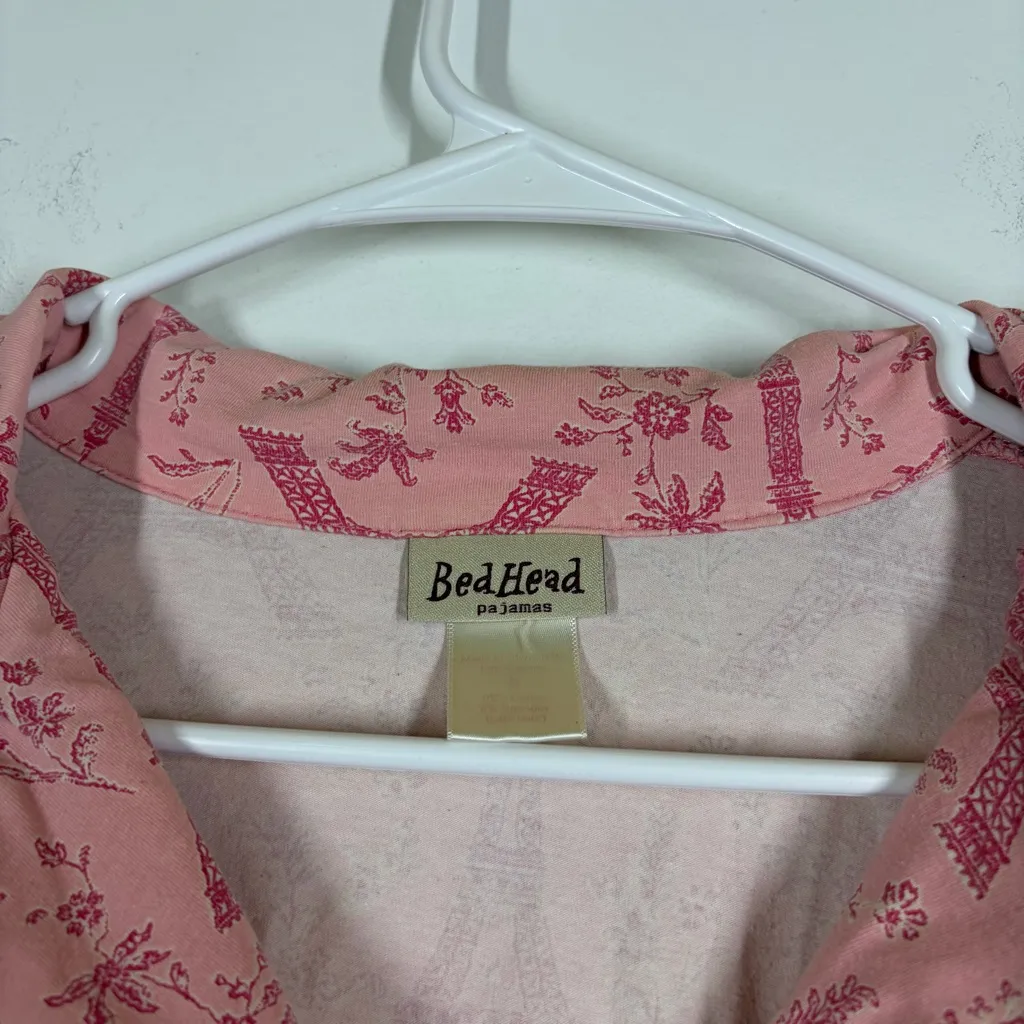 Bedhead Pajamas Eiffel Tower Button Down Top Size Small Pink - Image 8