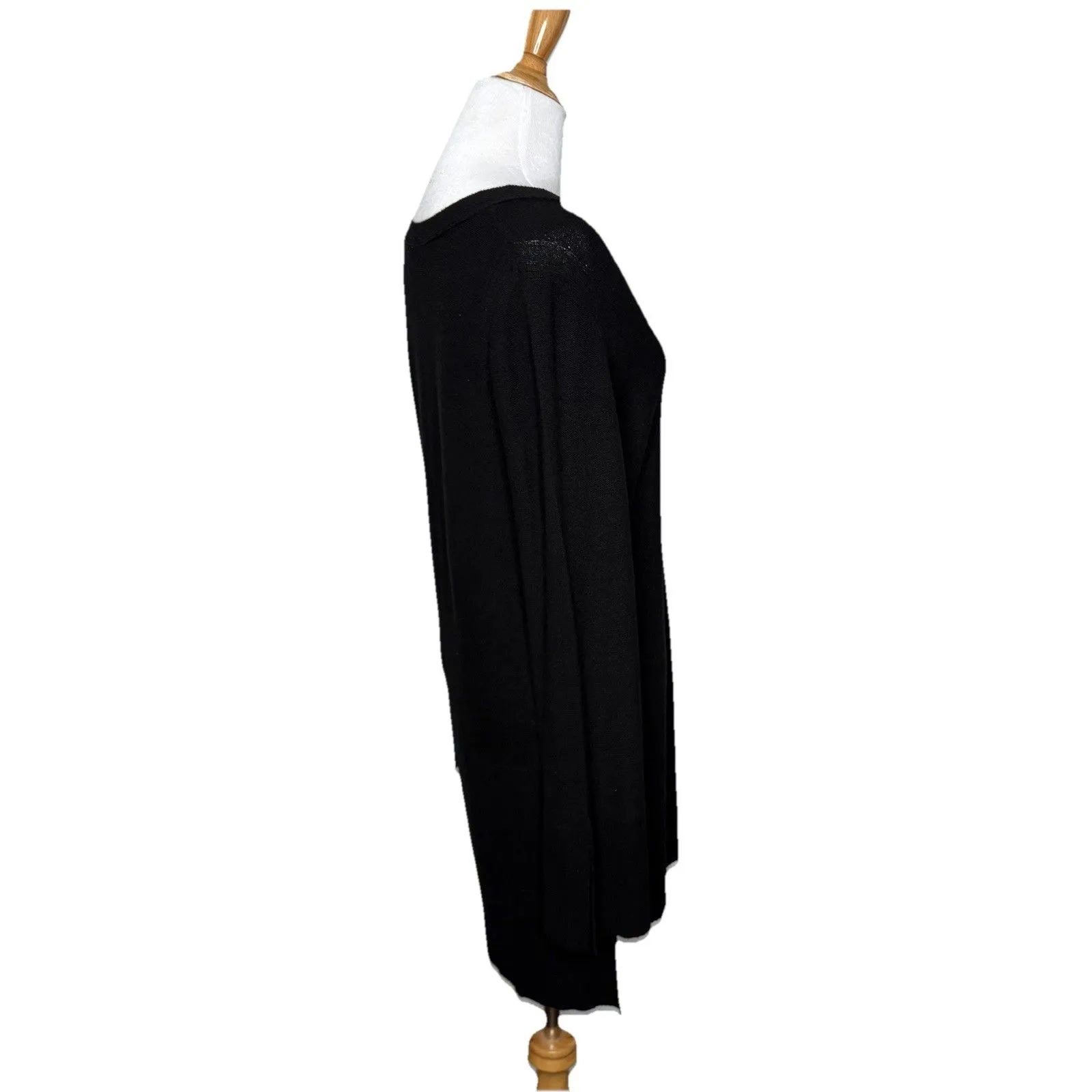 Free People Criss Cross Front Sweater Hi Lo Hem Slit Sleeve Cuffs Black Sz Large - Image 4