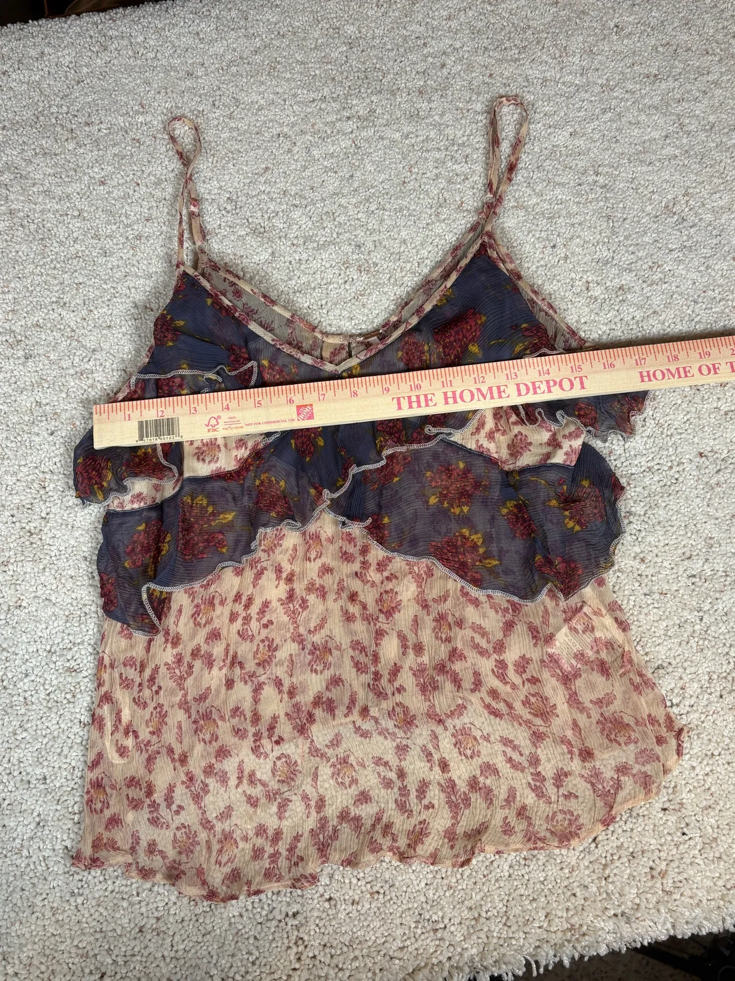 Free People "All Things Sheer" floral camisole tiered tank top Large - Image 4