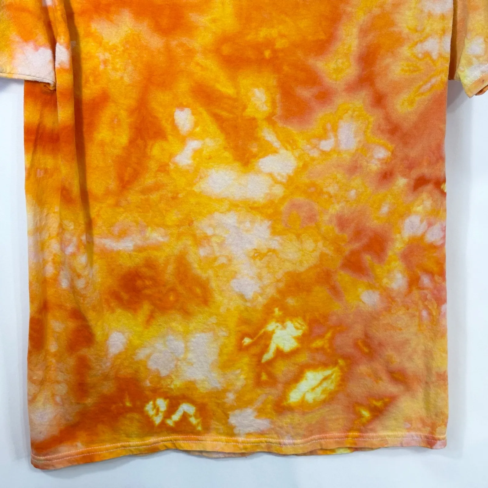 Handmade Tie Dye Top Medium Hanes T-Shirt Orange Yellow Short Sleeve Crew‎ 723 - Image 6