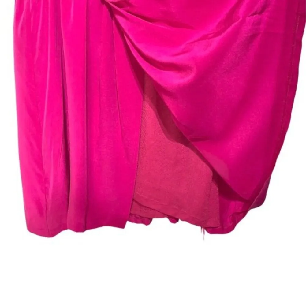 Jay Godfrey Magenta Pink Cold-Shoulder Cutouts Wrap Drape Silk Mini Dress NWT - Image 5