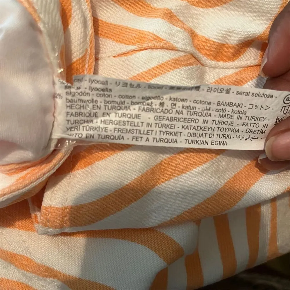 Zara Women's High Rise Wide Leg Jeans Orange Sorbet Swirl‎ Print Sz 10  NWOT - Image 7