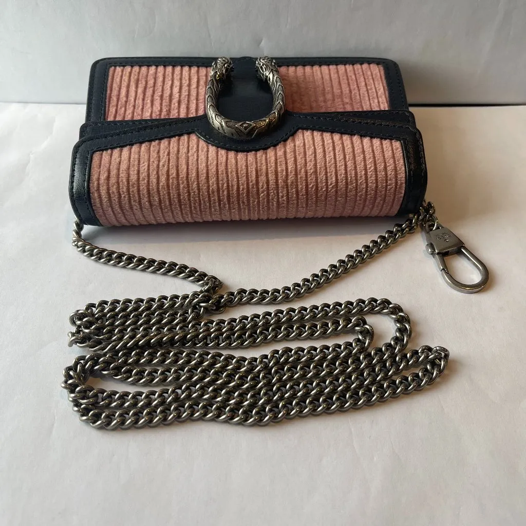 Gucci Dionysus Mini Pink Corduroy and Leather Shoulder/Crossbody Bag - Preowned - Image 8