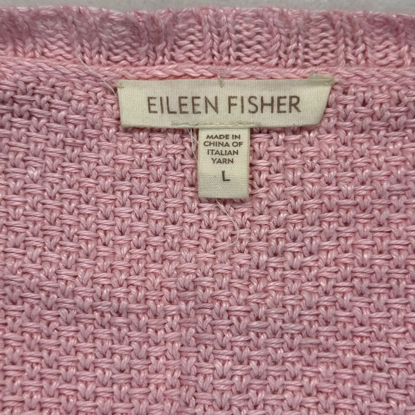 Eileen Fisher Hemp Blend Knit Cardigan Button‎ Front Tunic Top Pink L - Image 4
