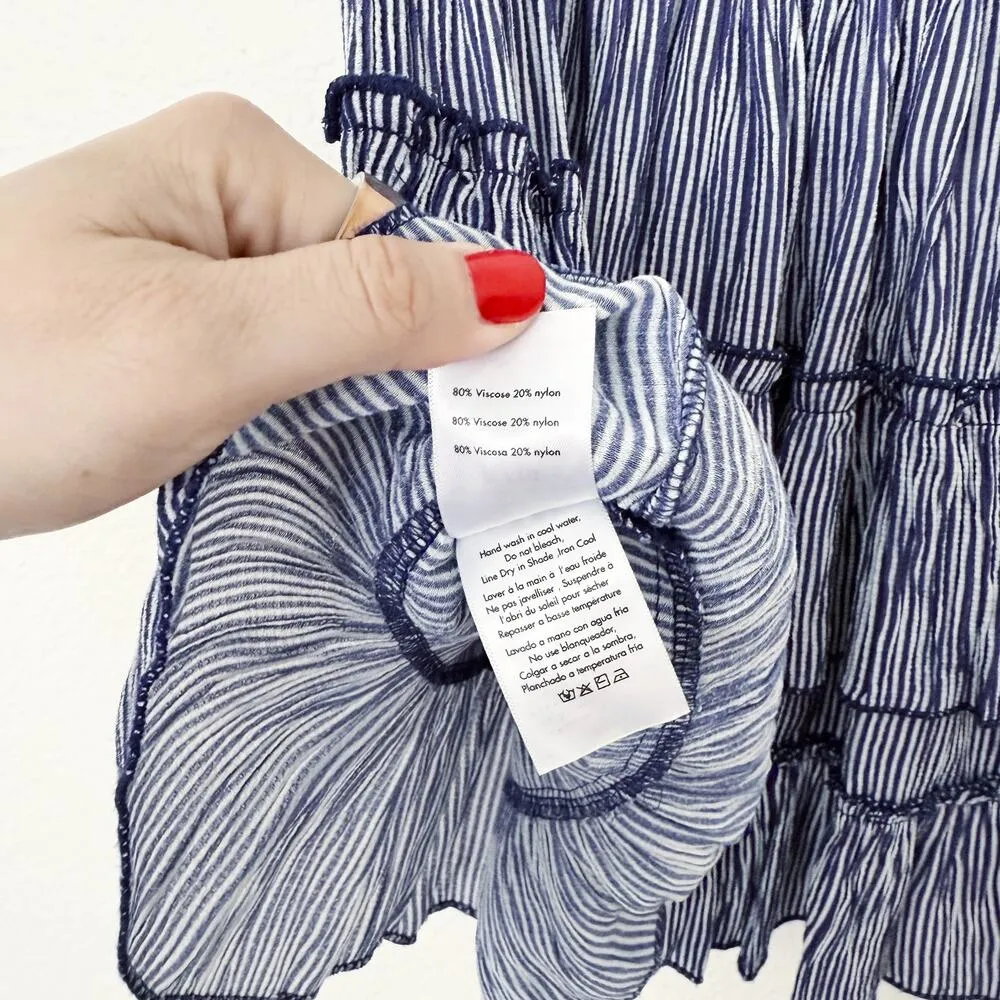 [Rachel Parcell] Smocked Blue Striped Ruffle Tiered Mini Skirt NWT Summer Sz XL - Image 8