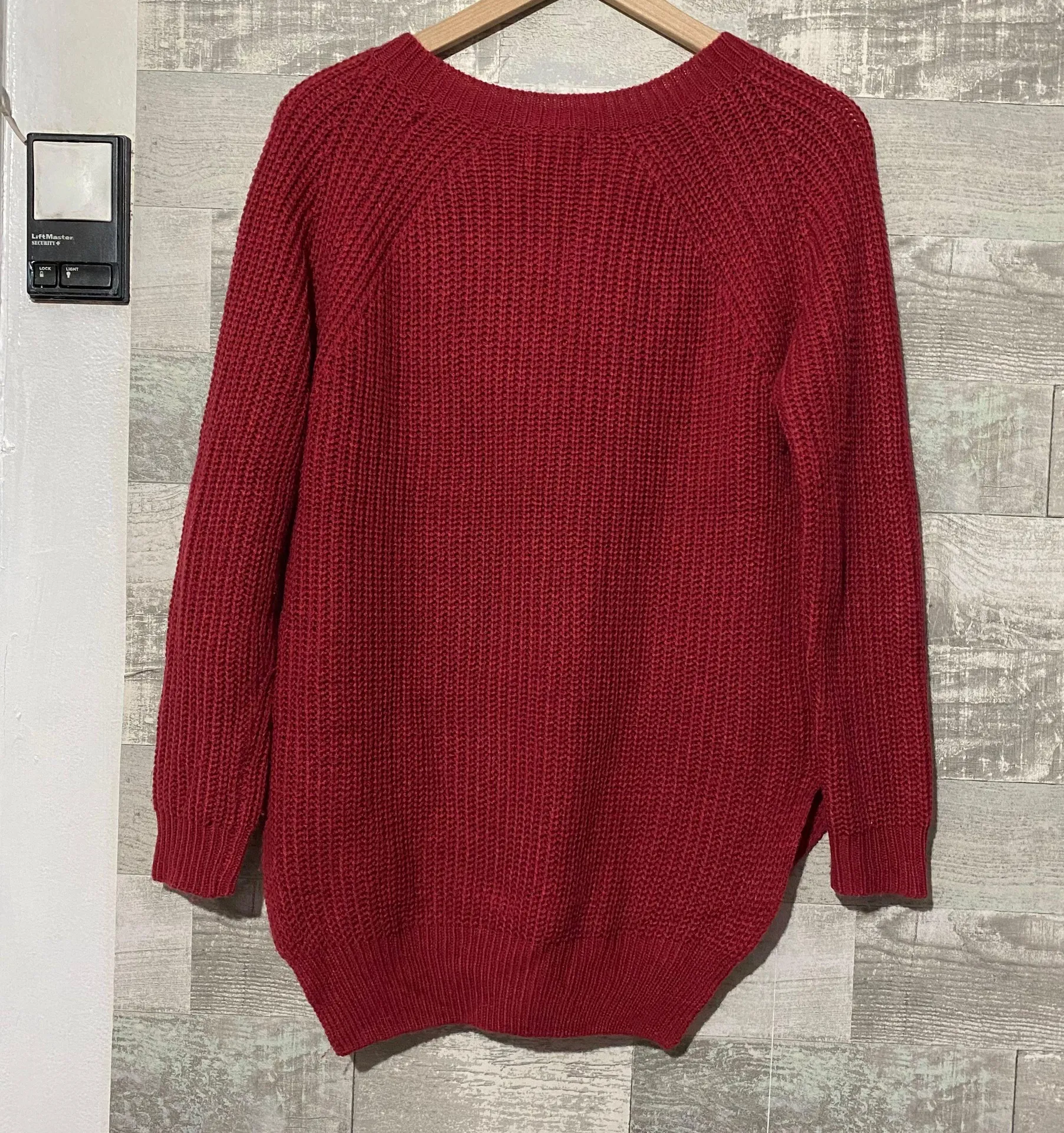 Dreamers Ruby Wine Red Oversized V Neck Sweater Small - Image 3