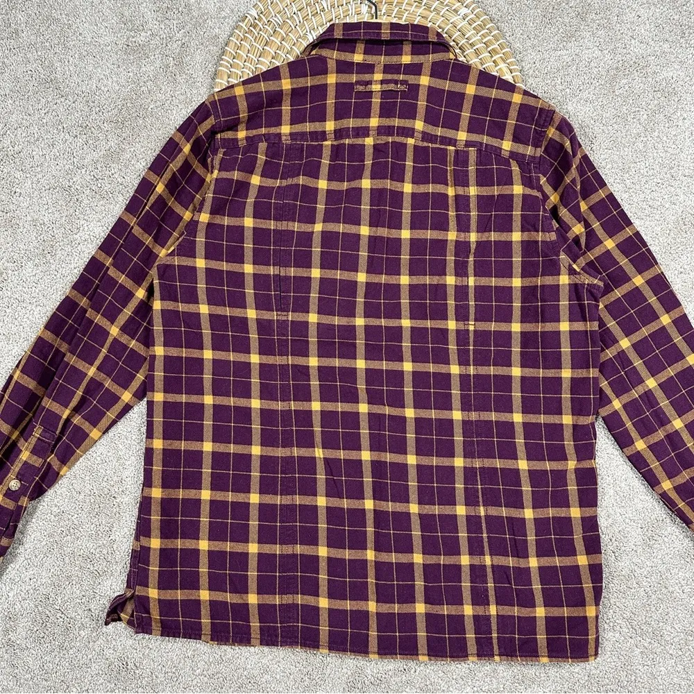 Duluth Trading Co Women’s Free Swingin Flannel Button Down Shirt Purple Yellow M Size M - Image 6