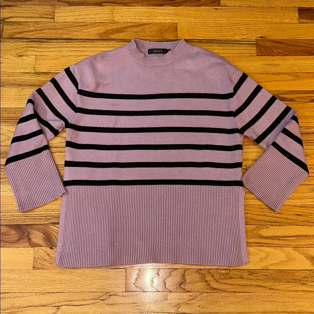 Zesica Mauve and Black Striped Sweater Sz M Pink Size M - Image 5