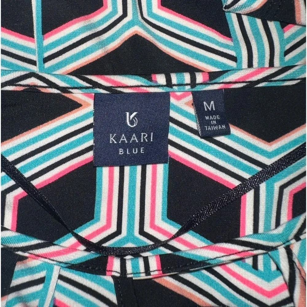 EUC KAARI BLUE MIDI DRESS geometric fabric style long sleeve peekaboo window - Image 7