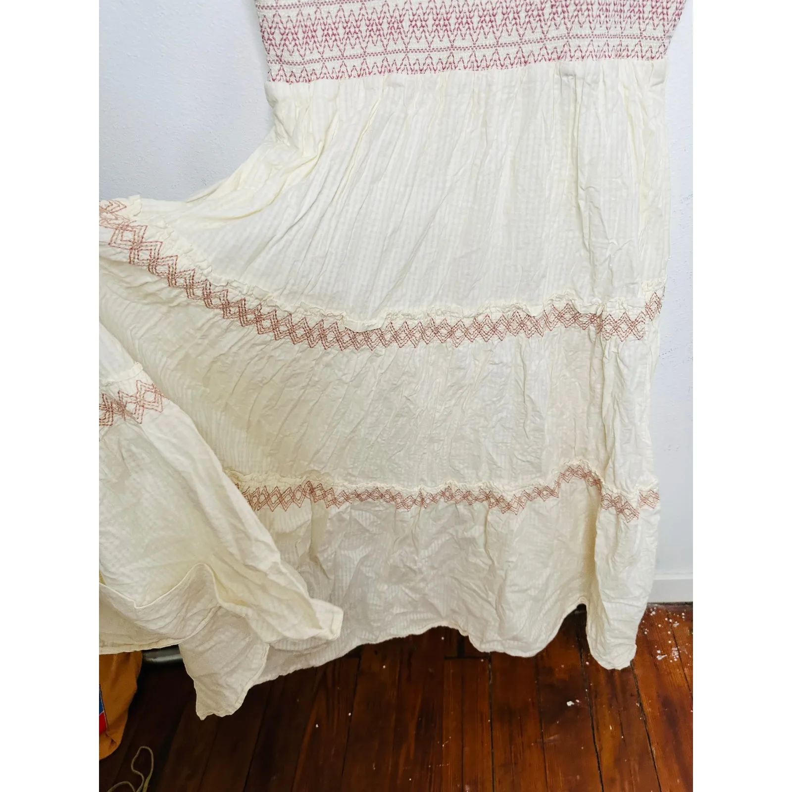 SPLENDID Women's White Pink Cotton Colorful Trim Riviera Maxi Dress Size XL - Image 5